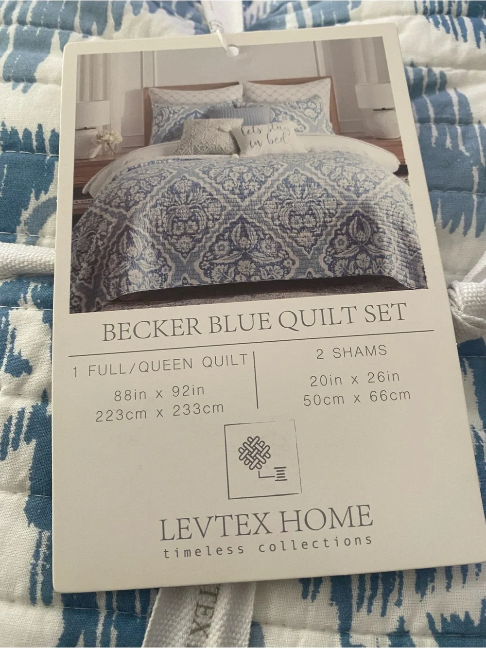 Becker Blue Full/Queen Quilt Set - Levtex Home 88x92 in
